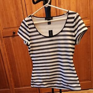 White House Black Market Black and White Striped Tee